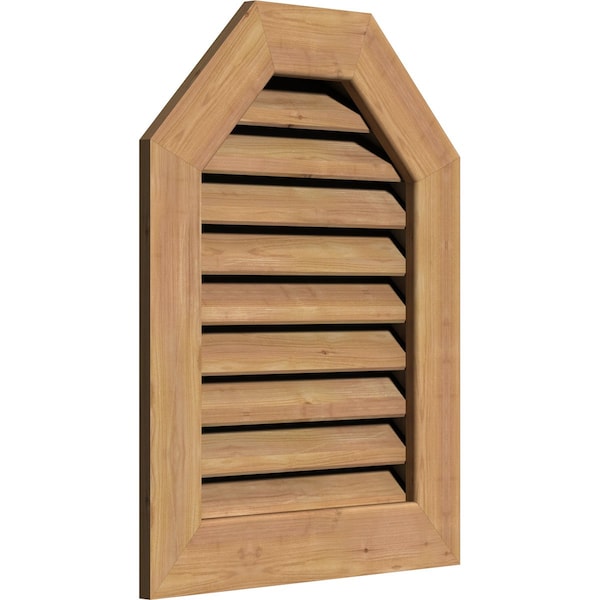 Octagonal Top Gable Vent Western Red Cedar Gable Vent W/1 X 4 Flat Trim Frame, 36W X 28H